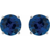 Platinum 6 mm Lab-Grown Blue Sapphire Stud Earrings